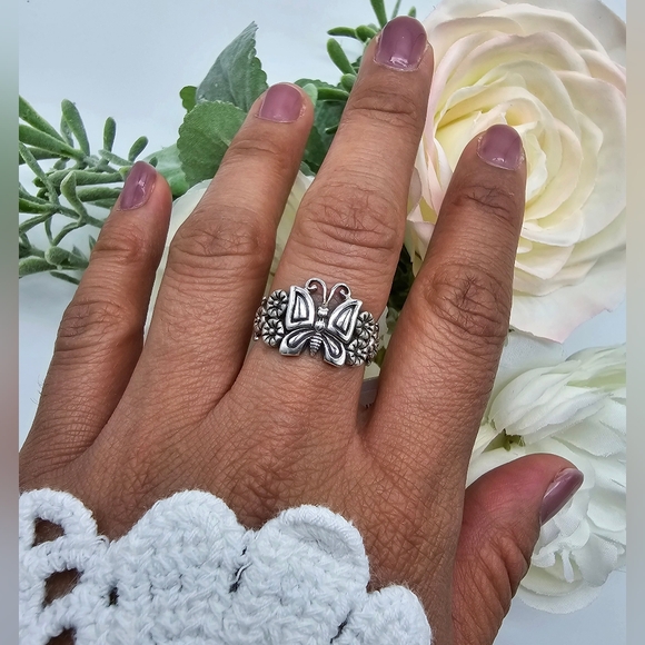 ❤️ AMERICAN BUTTERFLY STERLING SILVER RING - Picture 2 of 5